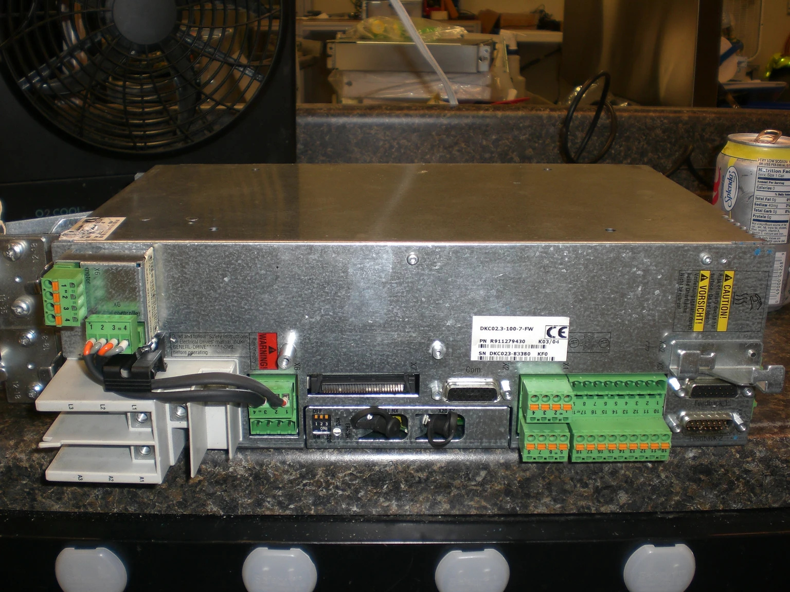 Litco DKC02.3-100-7-FW ECODRIVE drive with its nameplate and front connections visible